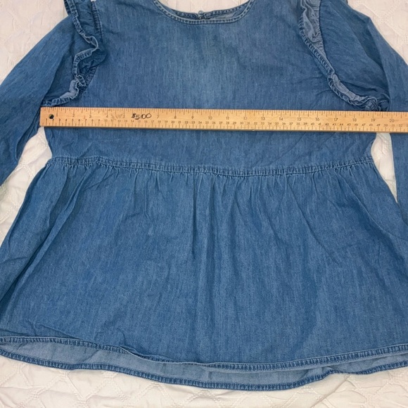 ASOS denim women’s size 6 light Blue Ruffled Peplum Jean Blouse - Picture 9 of 16